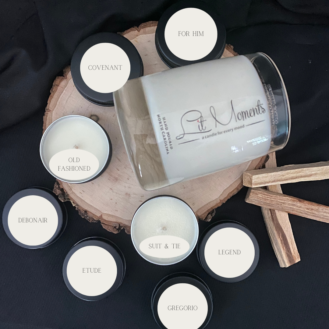 Lit Moments Candle Company Sample Minis - A collection of miniature candles, showcasing a variety of delightful scents. Perfect for trying different fragrances or gifting.