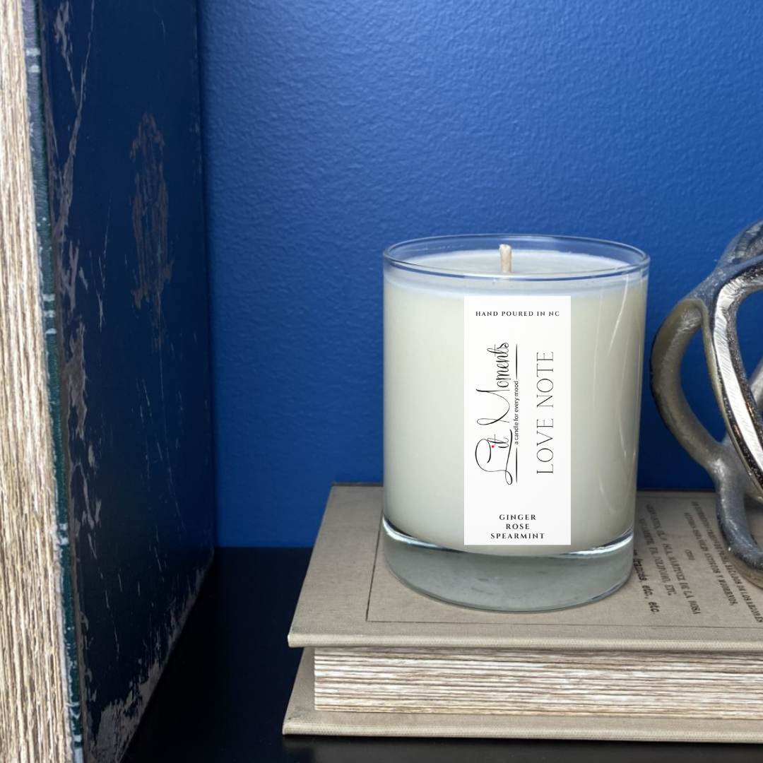 Lit Moments' chakra candle, crafted with scents aligned to balance the seven chakras, beautifully packaged for mindfulness and relaxation.